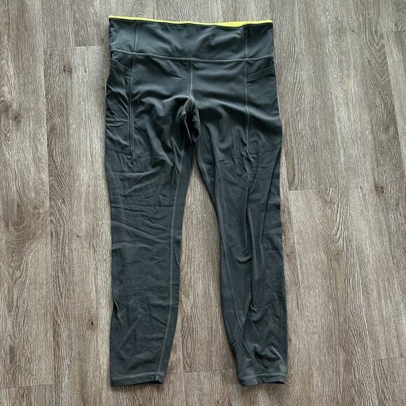 Athleta Revelation Laser Cut 7/8 Tight Leggings Green XL Tall Athletic Gym - Picture 2 of 6